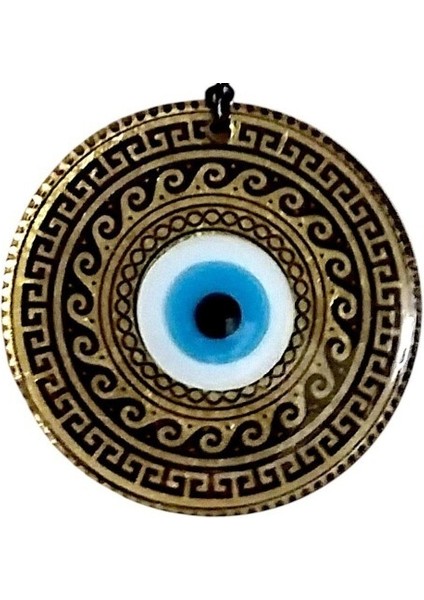 Altın Varaklı Nazar Boncuklu Füzyon Cam El Işçiliği 12 cm Duvar Süsü Nazarlık Hediyelik Eşya