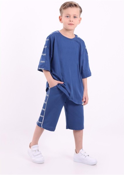 Erkek Çocuk Oversize Sport Baskılı Şortlu Takım M00749