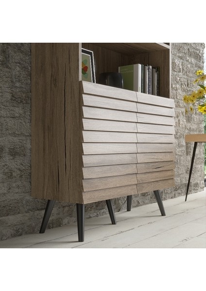 Hunerika Burgos Premium Iki Kapaklı Panjur Desenli Kitaplık -Minifiks - Pera / Siyah fırsatları