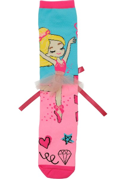3D BALERIN 1 LI SKT-G 5PR PEMBE MULTI Kız Çocuk Çorap