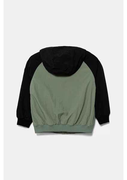 Erkek Çocuk Haki Kolu Logo Detaylı Astarlı Kapüşonlu Yağmurluk fiyatları