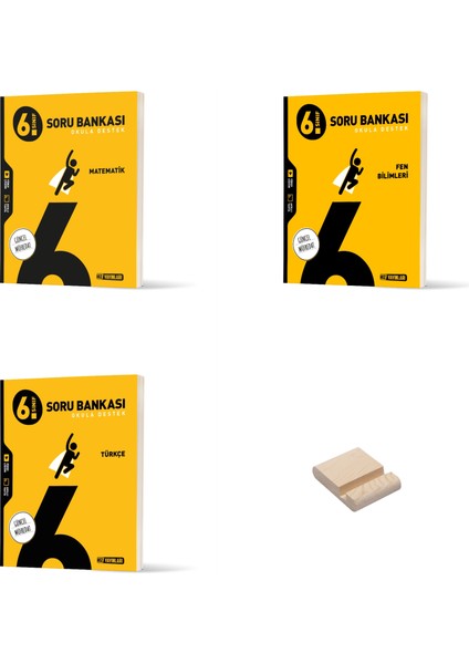 6. Sınıf Matematik Fen ve Türkçe Soru Bankası 3lü Set + Telefon Standı