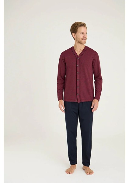 Uzun Kol Önden Düğmeli Erkek Pijama Takım 9225
