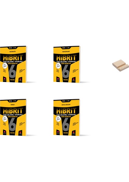 6. Sınıf Matematik Fen Türkçe ve Sosyal Hibrit Etkinlikli Soru Bankası 4lü Set + Telefon Standı