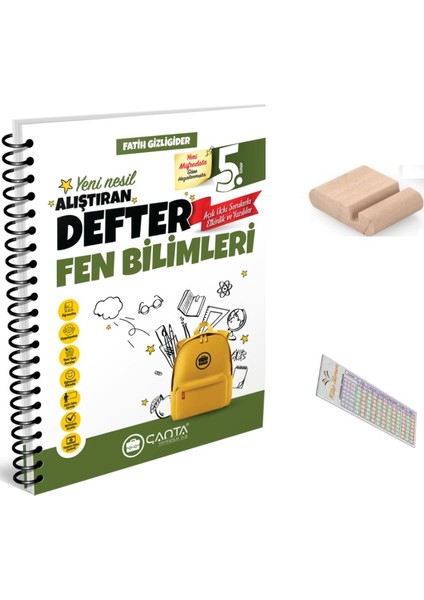 Çanta 5. Sınıf Fen Bilimleri Alıştıran Defter+Telefon Tutucu +Soru Çözüm Ayıracı