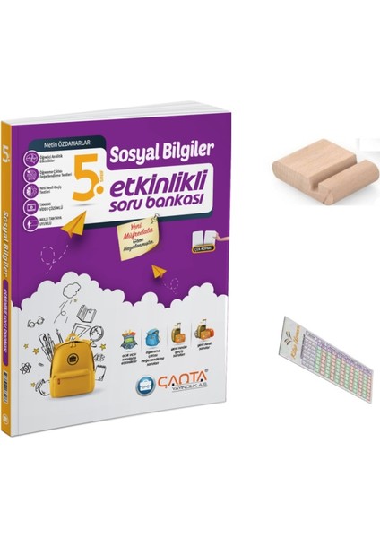 Çanta 5. Sınıf Sosyal Bilgiler Etkinlikli Soru Bankası+Telefon Tutucu +Soru Çözüm Ayıracı