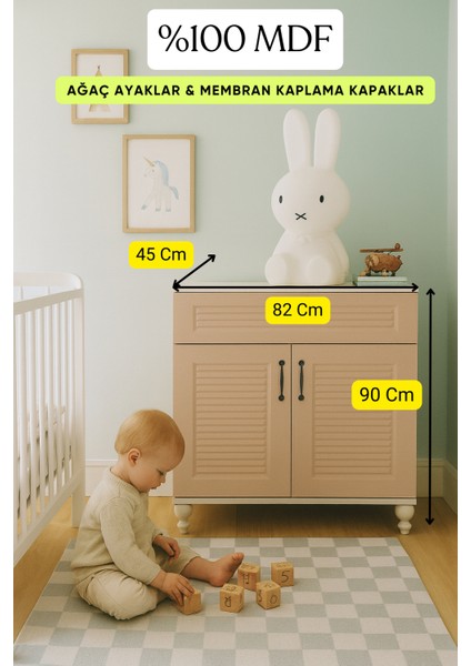 Masal Kapaklı Şifonyer | MDF Gövde | Fonksiyonel ve Şık Tasarım | Ağaç Ayaklı | REHAU Kaplama Kapaklar | Çocuk ve Genç Odası Şifonyer modelleri