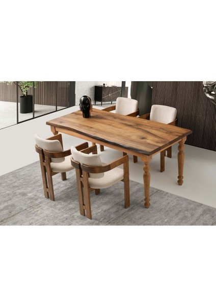 Mobilgen (Sadece Masa) Torna Ayaklı Doğal Ahşap Masa