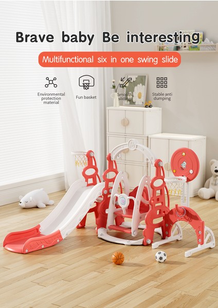 6’sı 1 Arada Çok Fonksiyonlu Çocuk Oyun Set Basketbol, Salıncak, Kaydırak, Futbol Kalesi Atış Yeri modelleri