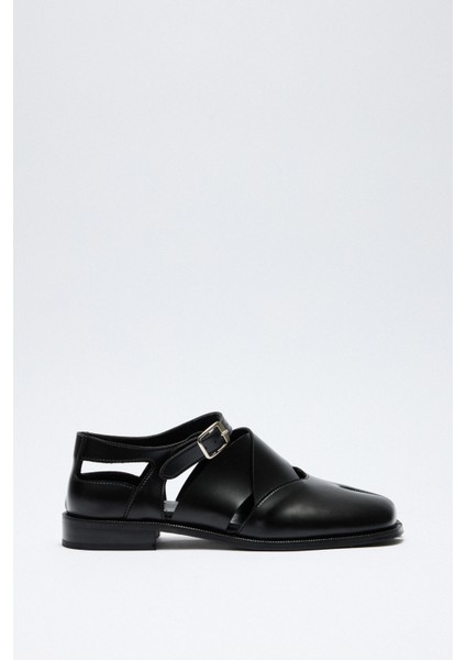 Loafer 2507 - Parmak Arası Çapraz Siyah Kadın Loafer fiyatları