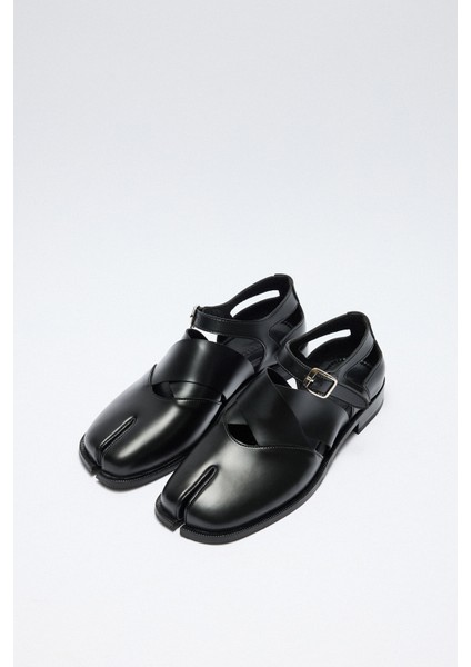 Loafer 2507 - Parmak Arası Çapraz Siyah Kadın Loafer modelleri