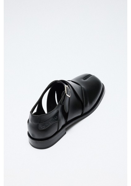 Loafer 2507 - Parmak Arası Çapraz Siyah Kadın Loafer indirimleri