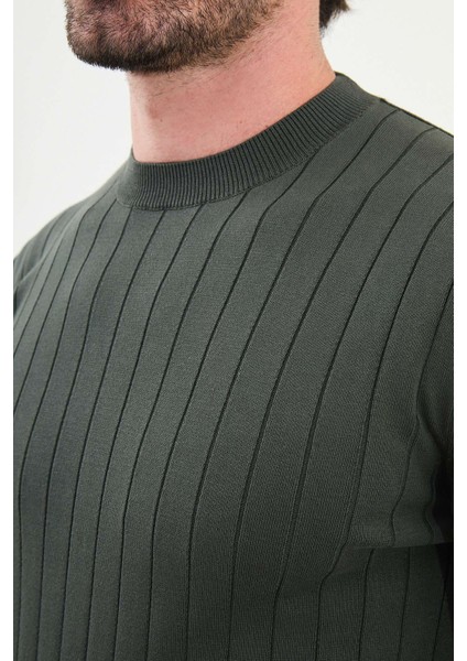 Çizgili Slim Fit Bisiklet Yaka Erkek Triko Kazak fiyatları