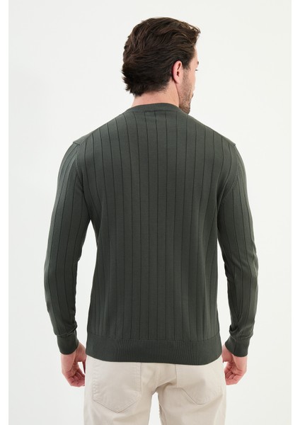 Çizgili Slim Fit Bisiklet Yaka Erkek Triko Kazak modelleri