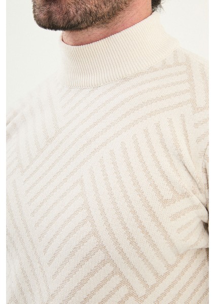 Desenli Slim Fit Yarım Balıkçı Yaka Şönil Kumaş Erkek Triko Kazak fiyatları