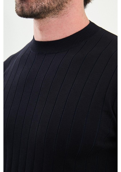 Çizgili Slim Fit Bisiklet Yaka Erkek Triko Kazak fiyatları