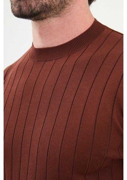 Çizgili Slim Fit Bisiklet Yaka Erkek Triko Kazak fiyatları