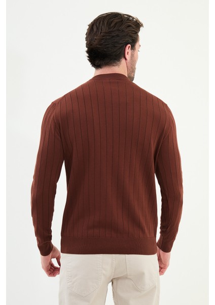 Çizgili Slim Fit Bisiklet Yaka Erkek Triko Kazak modelleri