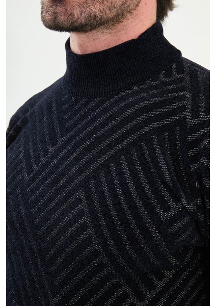 Desenli Slim Fit Yarım Balıkçı Yaka Şönil Kumaş Erkek Triko Kazak fiyatları