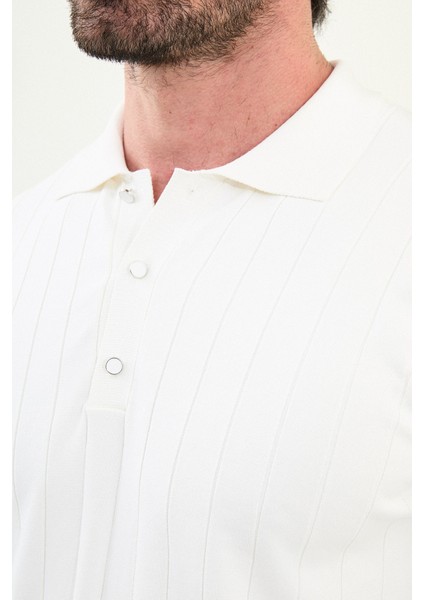 Çizgili Slim Fit Polo Yaka Erkek Triko Kazak fiyatları