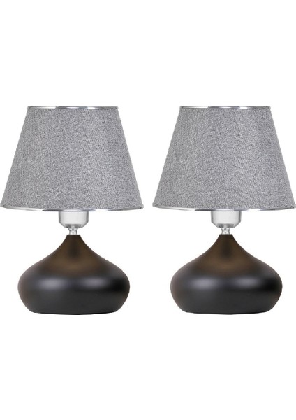 2 Adet Elips Masa Abajur Metal Gövde Kumaş Başlık Aydınlatma indirimleri