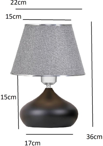 2 Adet Elips Masa Abajur Metal Gövde Kumaş Başlık Aydınlatma