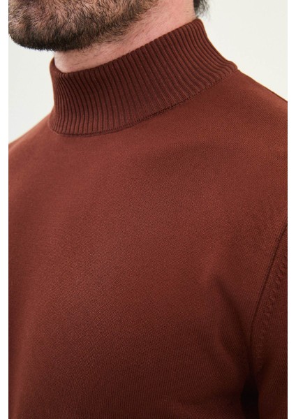 Düz Slim Fit Yarım Balıkçı Yaka Erkek Triko Kazak fiyatları