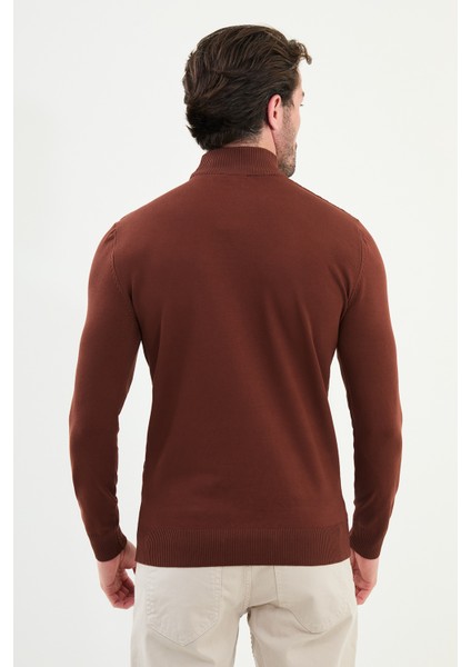 Desenli Slim Fit Yarım Balıkçı Yaka Erkek Triko Kazak modelleri