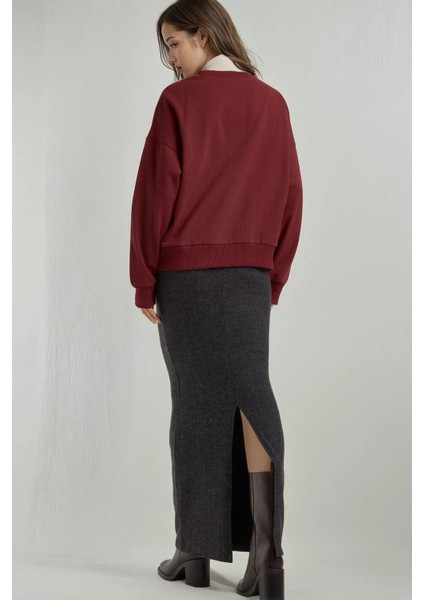 Kadın Elastik Bel Yumuşak Dokulu Yırtmaçlı Etek Koyu Gri fiyatları