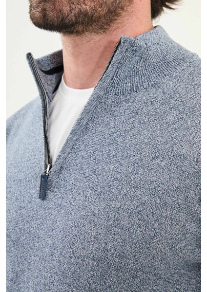 Kırçıllı Slim Fit Fermuarlı Yarım Balıkçı Yaka Erkek Triko Kazak fiyatları