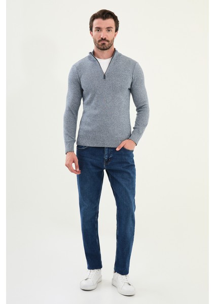 Kırçıllı Slim Fit Fermuarlı Yarım Balıkçı Yaka Erkek Triko Kazak modelleri