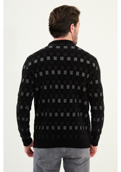 Desenli Slim Fit Bisiklet Yaka Şönil Kumaş Erkek Triko Kazak modelleri