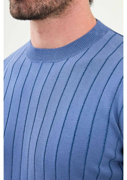 Çizgili Slim Fit Bisiklet Yaka Erkek Triko Kazak fiyatları