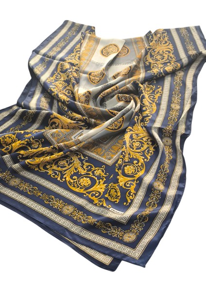 Vual Ipek Şal Lacivert Gri Gold fırsatları