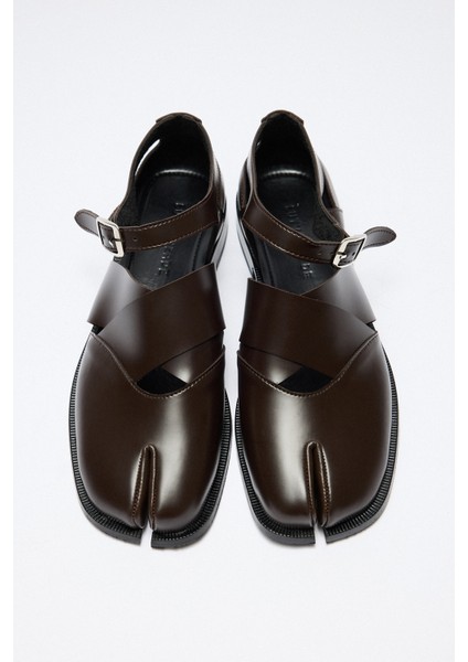 Loafer 2507 - Parmak Arası Çapraz Acı Kahve Kadın Loafer modelleri