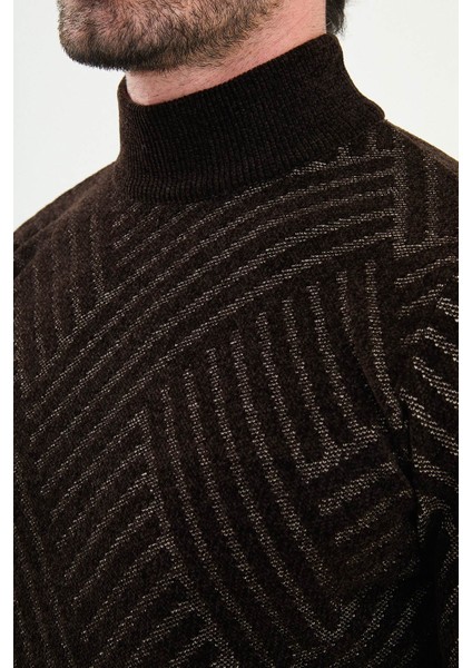 Desenli Slim Fit Yarım Balıkçı Yaka Şönil Kumaş Erkek Triko Kazak fiyatları