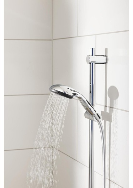 Vitalio Start 100 Sürgülü Duş Seti, 600 mm Sürgülü Ray , 100MM El Duşu 3 Akışlı , 1750 mm Duş indirimleri