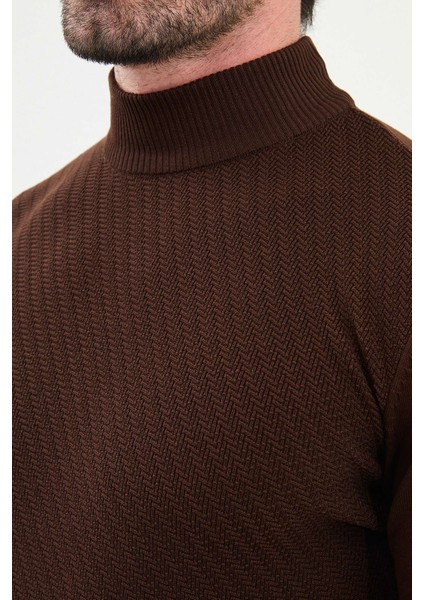 Desenli Slim Fit Yarım Balıkçı Yaka Erkek Triko Kazak fiyatları