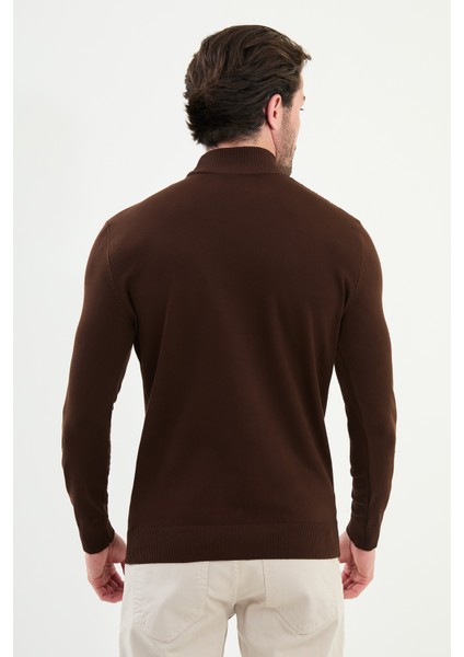 Desenli Slim Fit Yarım Balıkçı Yaka Erkek Triko Kazak modelleri