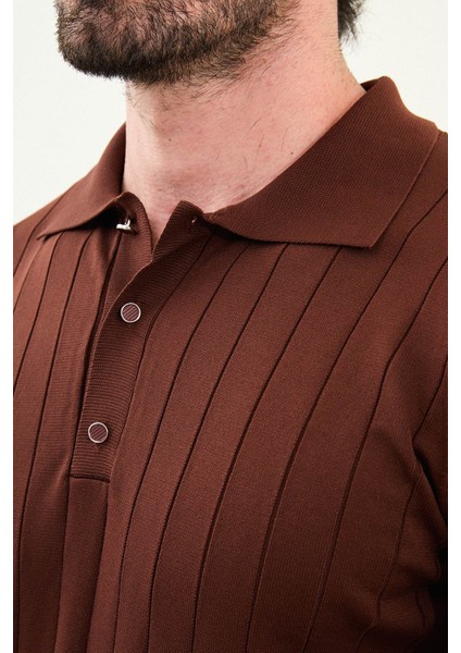 Çizgili Slim Fit Polo Yaka Erkek Triko Kazak fiyatları