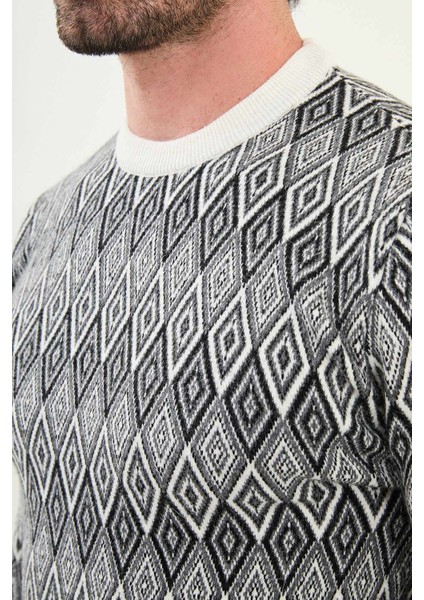 Desenli Slim Fit Bisiklet Yaka Yün Erkek Triko Kazak fiyatları