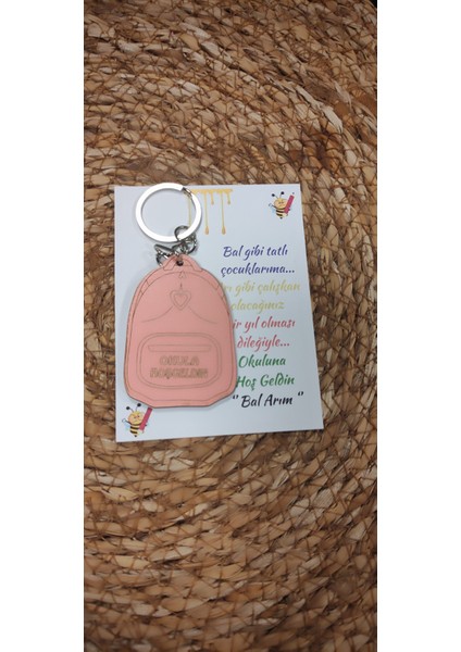 okula hoşgeldin çanta anahtarlık5 pembe & 5mavi renk 10 adet modelleri