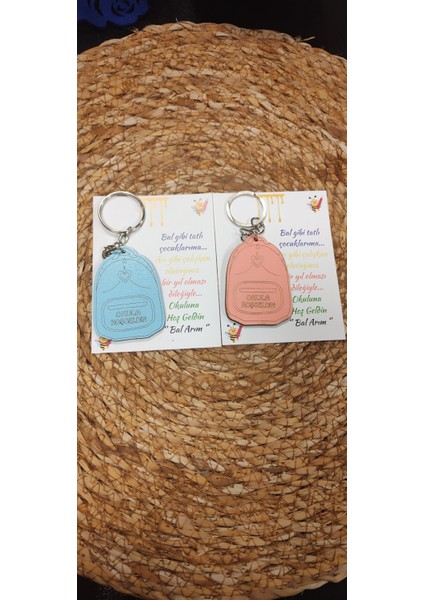 okula hoşgeldin çanta anahtarlık5 pembe & 5mavi renk 10 adet fırsatları