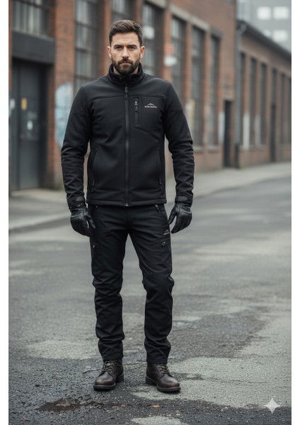 Erkek Siyah Softshell Su İtici Rüzgar Geçirmez Outdoor Kışlık Pantolon fiyatları