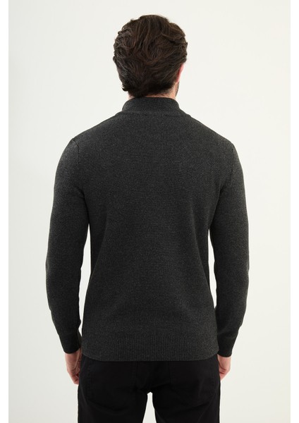 Kırçıllı Slim Fit Fermuarlı Yarım Balıkçı Yaka Erkek Triko Kazak fırsatları
