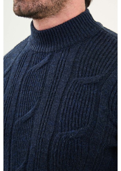 Örgü Desenli Slim Fit Yarım Balıkçı Yaka Yün Erkek Triko Kazak fiyatları