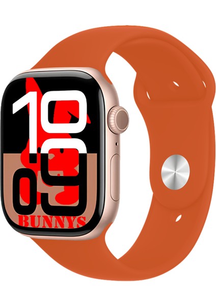 Apple iPhone 14 Uyumlu Turuncu Akıllı Saat WATCH10 2025 Hediyeli Amoled Ekran