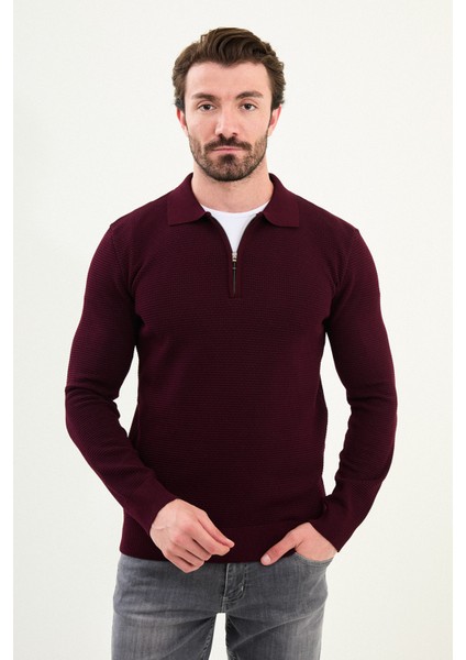 Triko Polo Fermuarlı Yaka