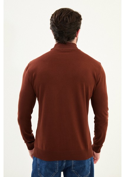 Çizgili Slim Fit Yarım Balıkçı Yaka Erkek Triko Kazak modelleri