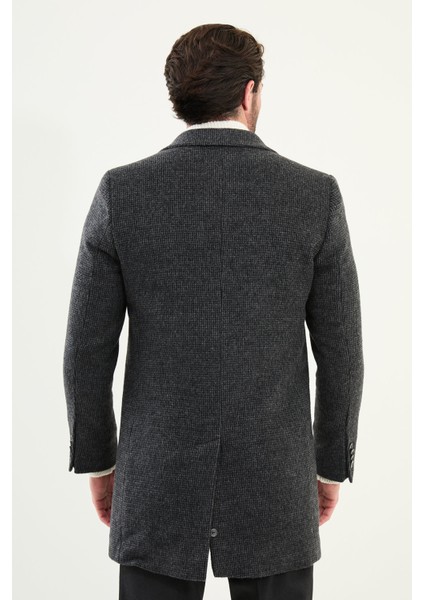 Desenli Slim Fit Geniş Yaka Kaşe Erkek Kaban indirimleri